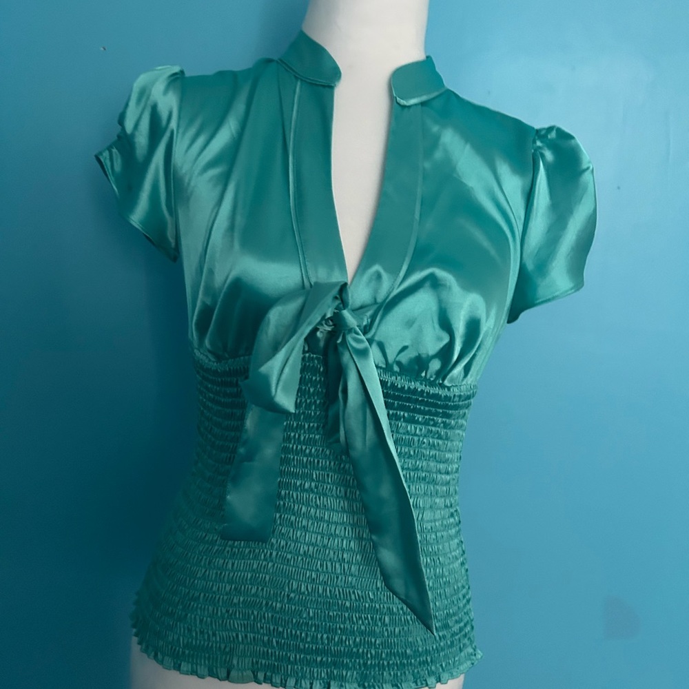 Elegant Guess Satin Teal Top